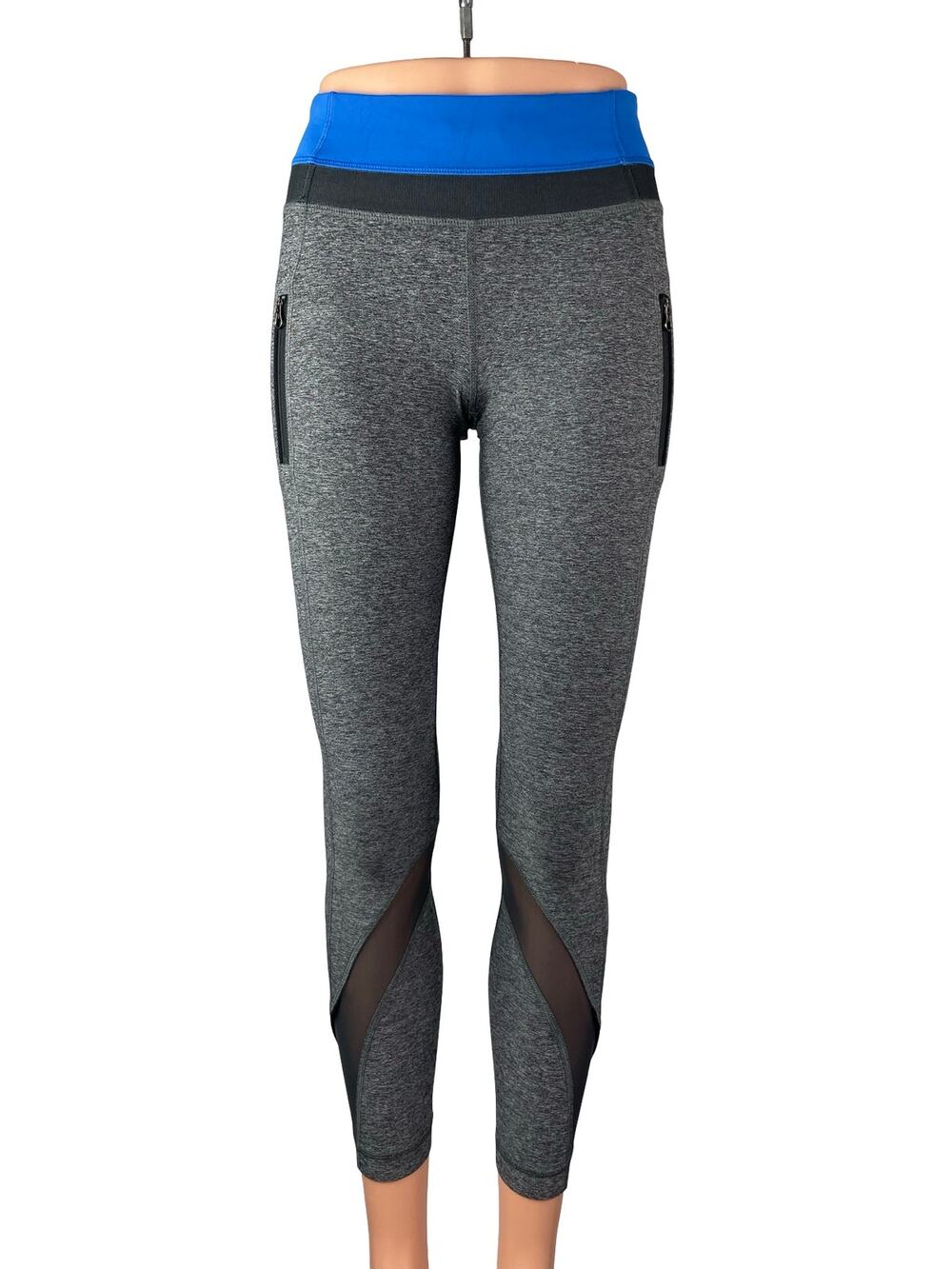 Lululemon Inspire Tight II Gray Mesh Mid Rise Yoga Athletic Leggings Pants Sz 4